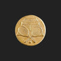 Metal Stickems 1-inch gold metal sticker featuring an embossed tennis court, crossed rackets, and a tennis ball.