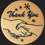 Metal Stickems 2-inch round gold-tone metal sticker featuring an embossed handshake design and Thank You lettering.
