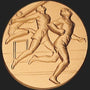 Metal Stickems 2-inch gold-toned metal sticker featuring an embossed track and field athlete relief design.