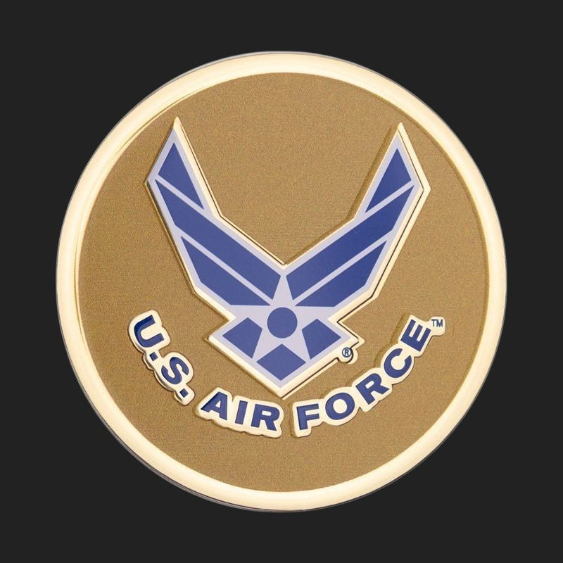 Metal Stickems 2-inch gold and blue United States Air Force metal emblem decal with adhesive backing