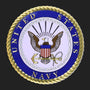 Metal Stickems 4-inch US Navy emblem sticker with blue, gold, and white enamel finish and rope-style border.