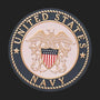 Metal Stickems 4-inch United States Navy emblem sticker in gold and navy blue with eagle, shield, and anchor motifs.