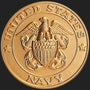 Metal Stickems 2-inch gold-tone United States Navy seal emblem with raised eagle, shield, and anchor detail.