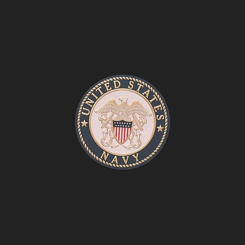 Metal Stickems 7/8 inch United States Navy metal emblem decal with official seal on a black background