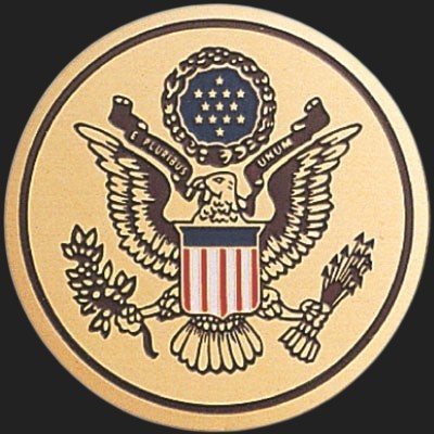 Metal Stickems 2-inch gold-tone metal sticker featuring the detailed Great Seal of the United States emblem.