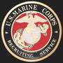 Metal Stickems 2-inch U.S. Marine Corps Recruiting Service metal emblem in red, black, and gold.