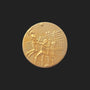 Metal Stickems 1-inch gold-tone metal sticker featuring an embossed volleyball game scene for sports gear.