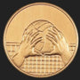 Metal Stickems 2-inch round gold adhesive sticker featuring an embossed volleyball setting design for sports gear.