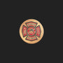 Metal Stickems 7/8 inch volunteer firefighter emblem with a gold Maltese cross and red background.