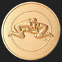 Metal Stickems 2-inch gold adhesive sticker featuring an embossed wrestling design for gear and personal items.