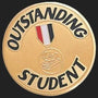 Gold badge with 'Outstanding Student' text and a medal icon on a white background